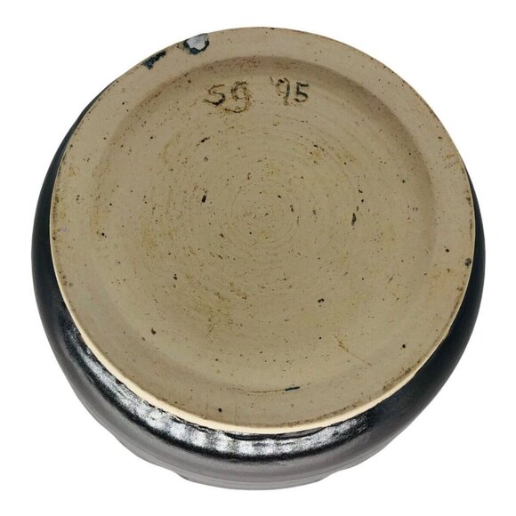 Handcrafted Dark Brown Ceramic Cup Vase With Textured Pattern Pencil Pen Holder - Picture 5 of 5